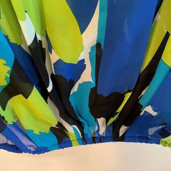 Vince Camuto sheer chiffon top,  elastic bottom, cap sleeve, sz XS, EUC, colour - Picture 5 of 16